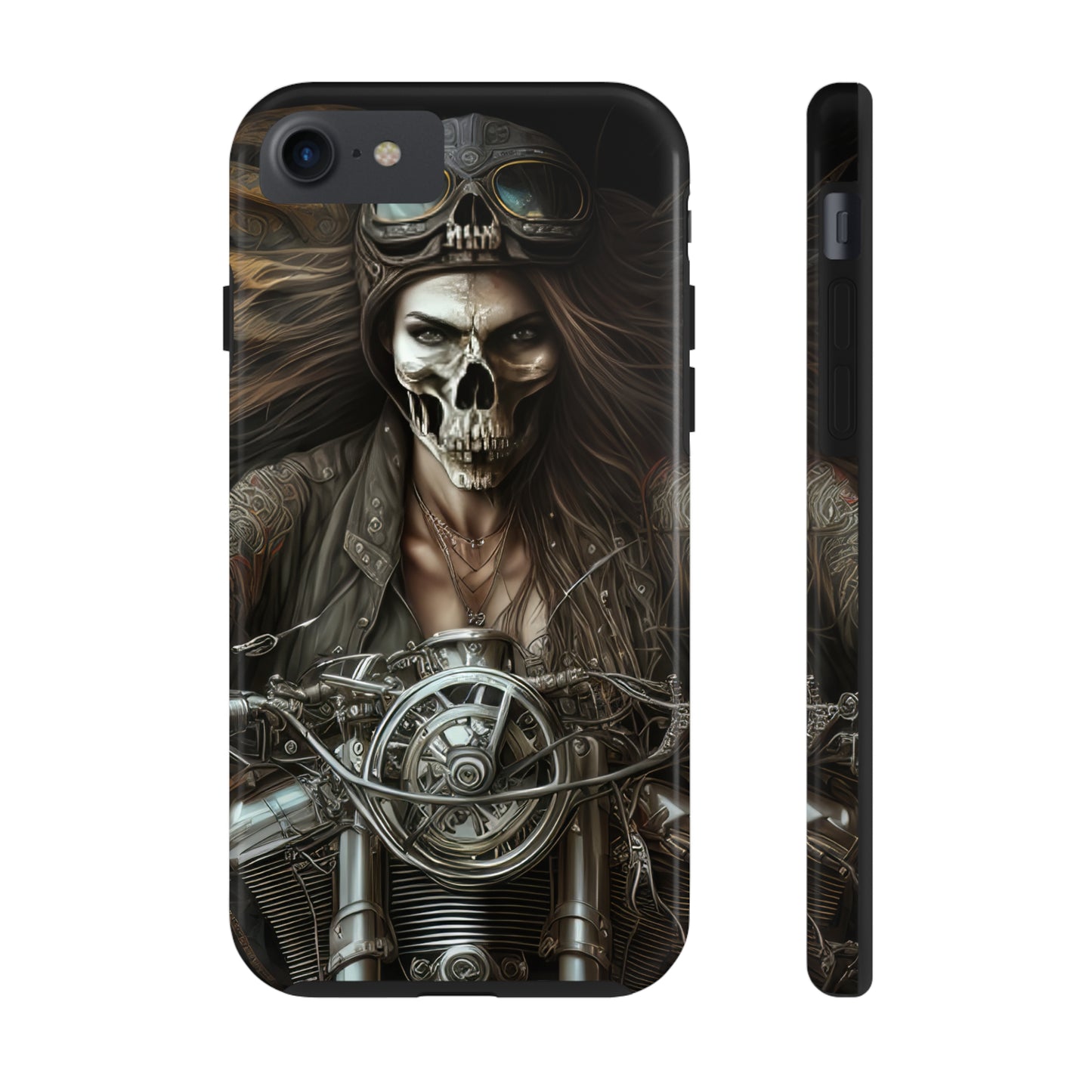 Skull Motorcycle Rider, Ready to Tear Up Road On Beautiful Bike 10 Tough Phone Cases