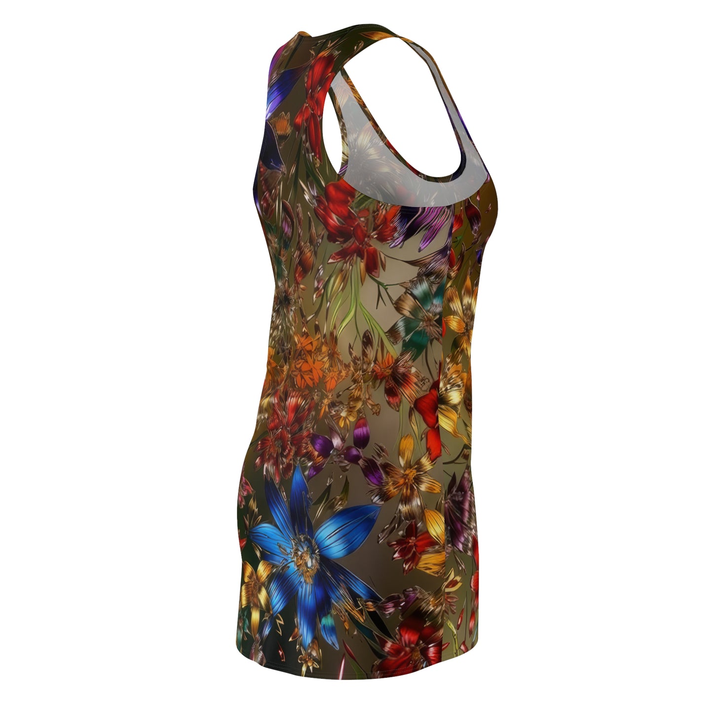 Bold & Beautiful & Metallic Wildflowers, Gorgeous floral Design, Style 1 Women's Cut & Sew Racerback Dress (AOP)