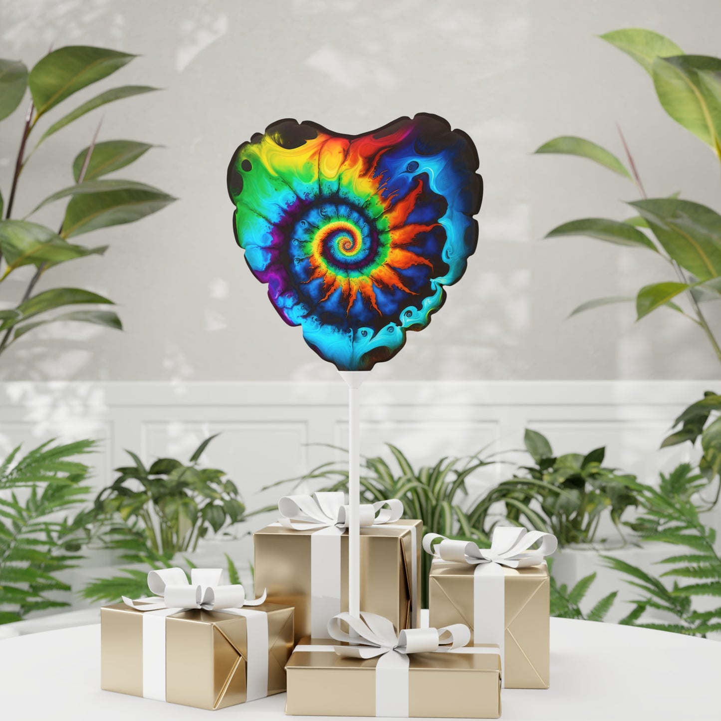 Bold And Beautiful Tie Dye Style One Balloon (Round and Heart-shaped), 11"