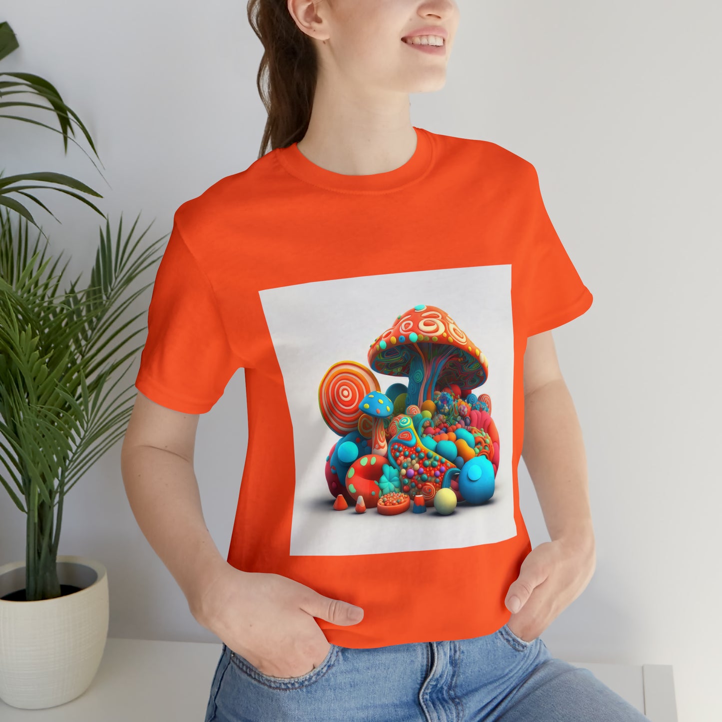 Hippie Mushroom Color Candy Style Design Style 1Unisex Jersey Short Sleeve Tee