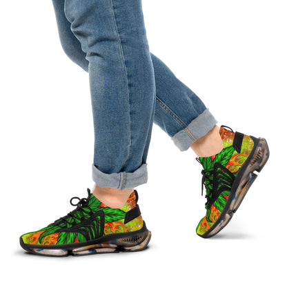 Beautifully Designed Orange, Yellow And Green Marijuana Leave Men's Mesh Sneakers