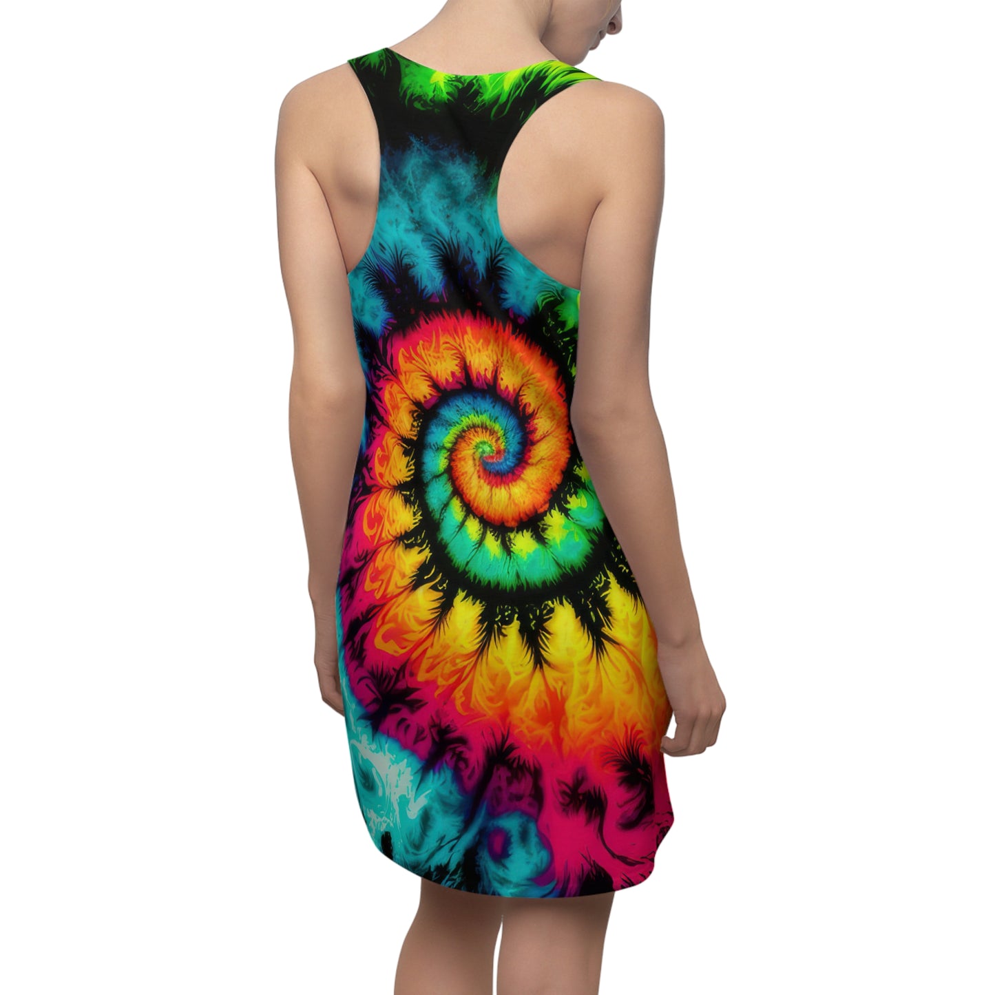 Bold And Beautiful Tie Dye Style Three Women's Cut & Sew Racerback Dress (AOP)