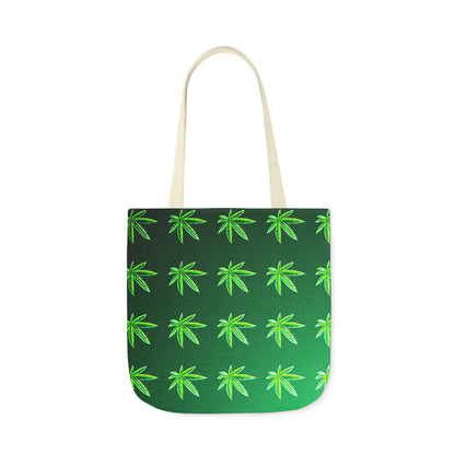 Green Leaf Marijuana Pot Weed Leaf 420 Polyester Canvas Tote Bag (AOP)