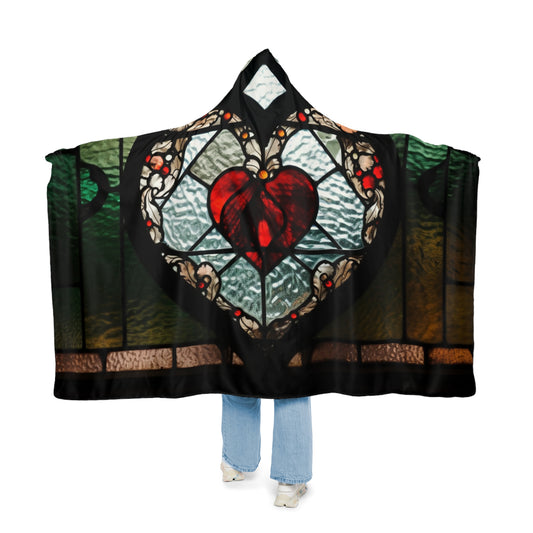 Stained Glass Dark Green Background Amazing Double Heart Snuggle Blanket