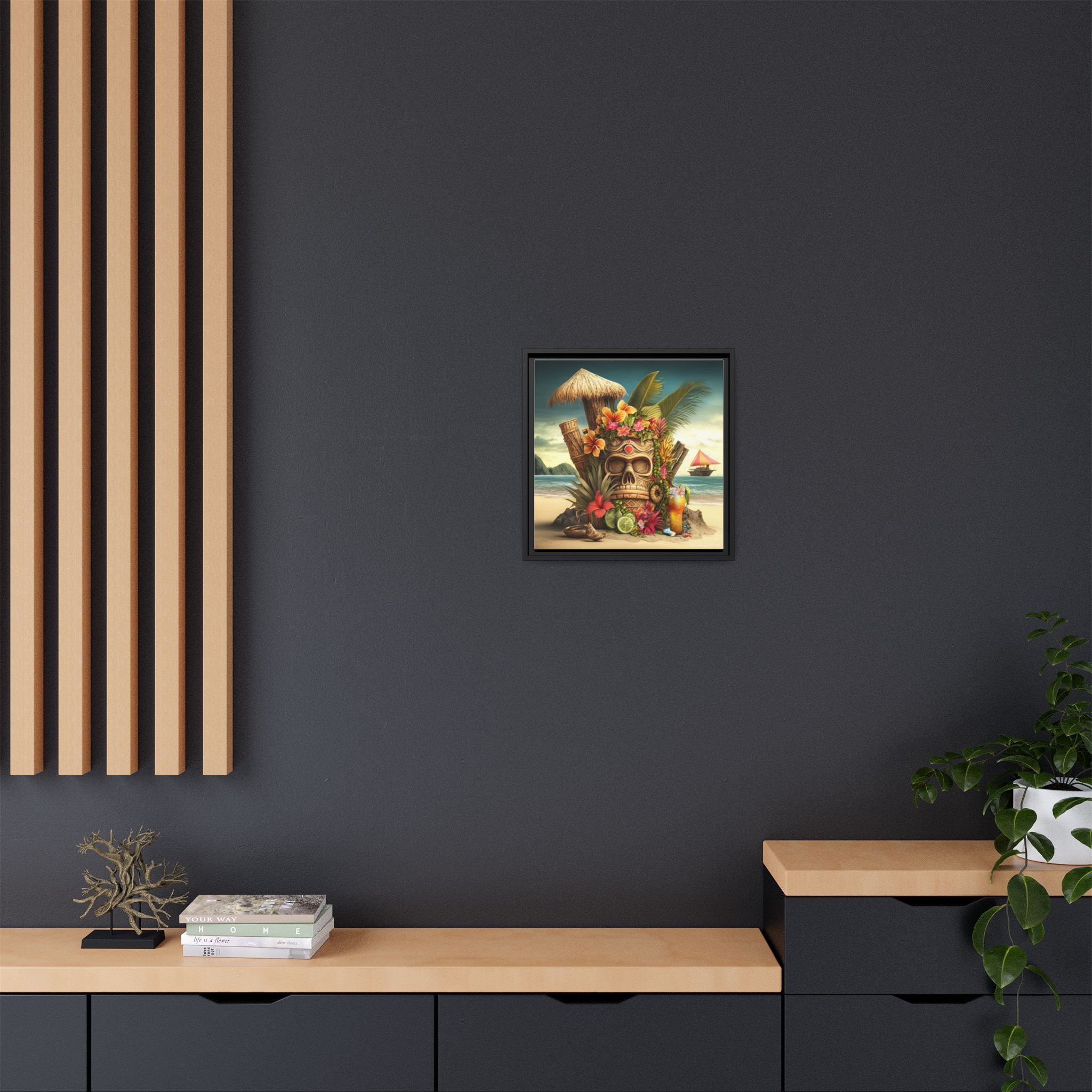 Tiki Dreams by the Shore, Art Print — Colorful Modern Wall Canvas