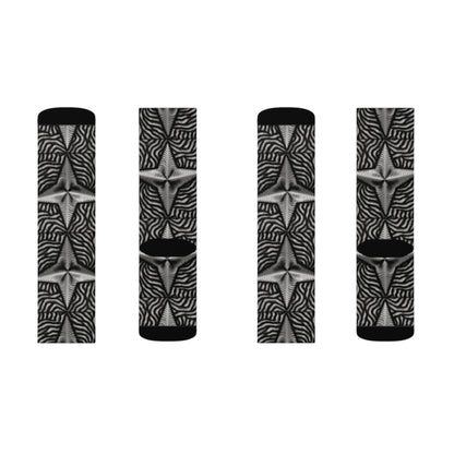 Beautiful Stars Abstract Star Style Black And White Sublimation Socks