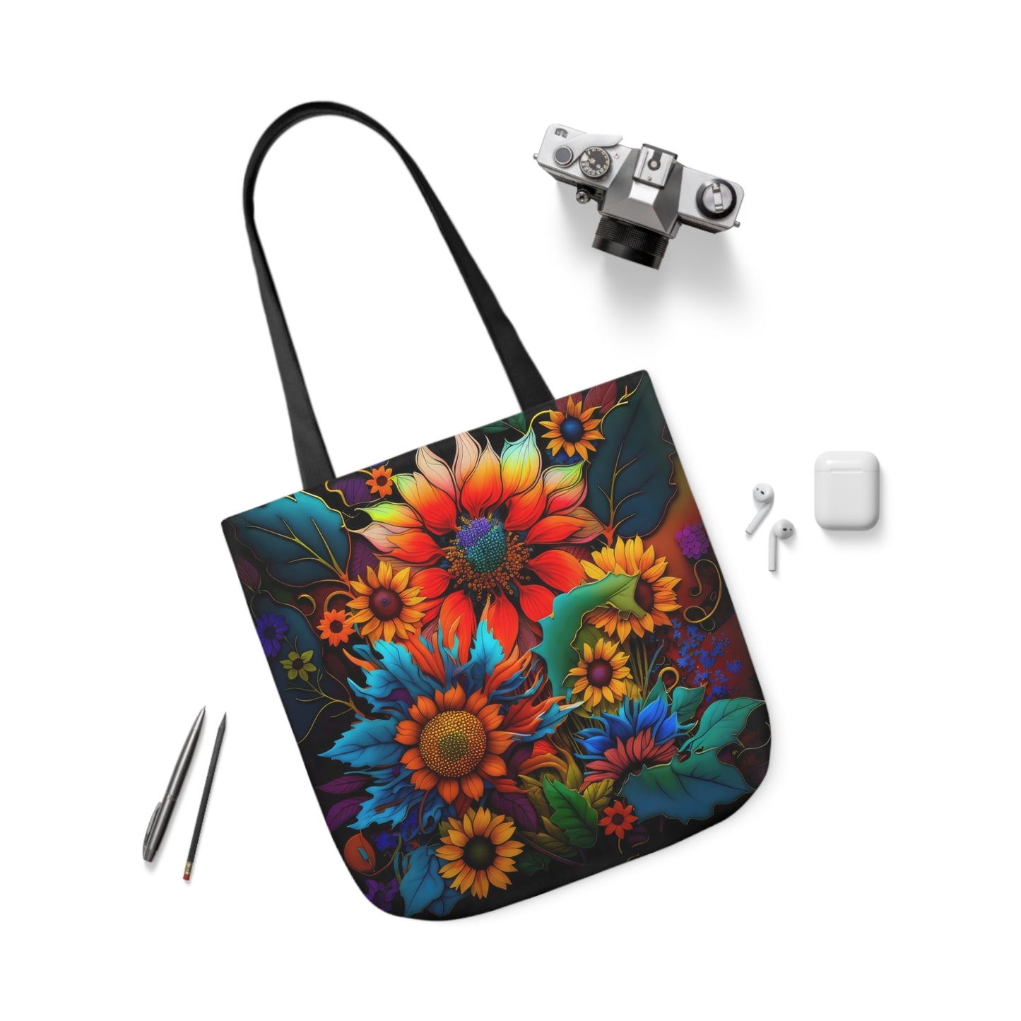 Bold And Beautiful Colorful Flowers Style Two Polyester Canvas Tote Bag (AOP)