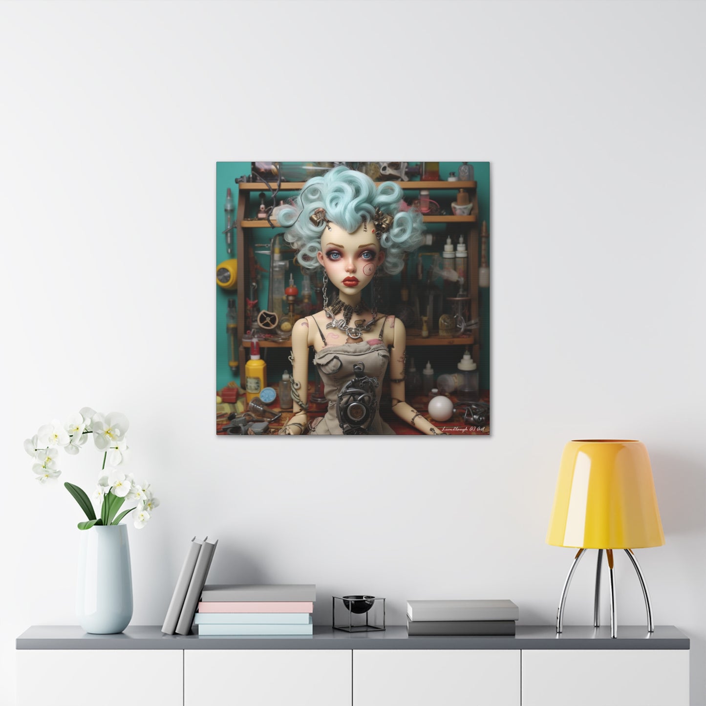 Love My Gismos Blue Hair Black Background, Canvas Gallery Wraps