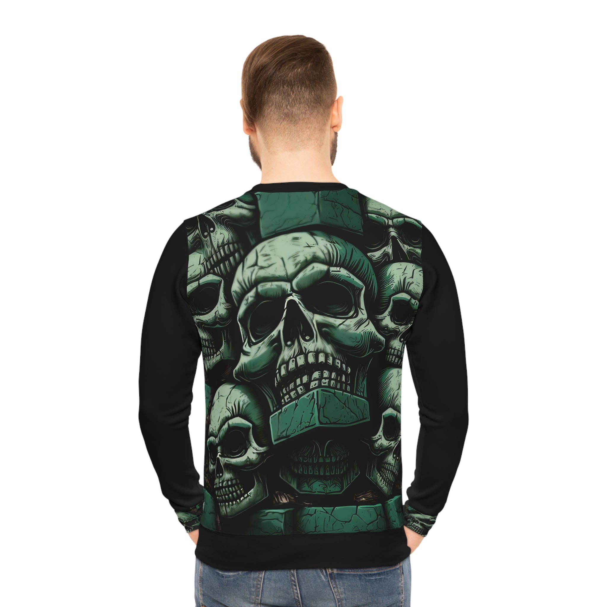 Metallic Chrome Skulls and classic Designed Background Style 12 Lightweight Sweatshirt (AOP)