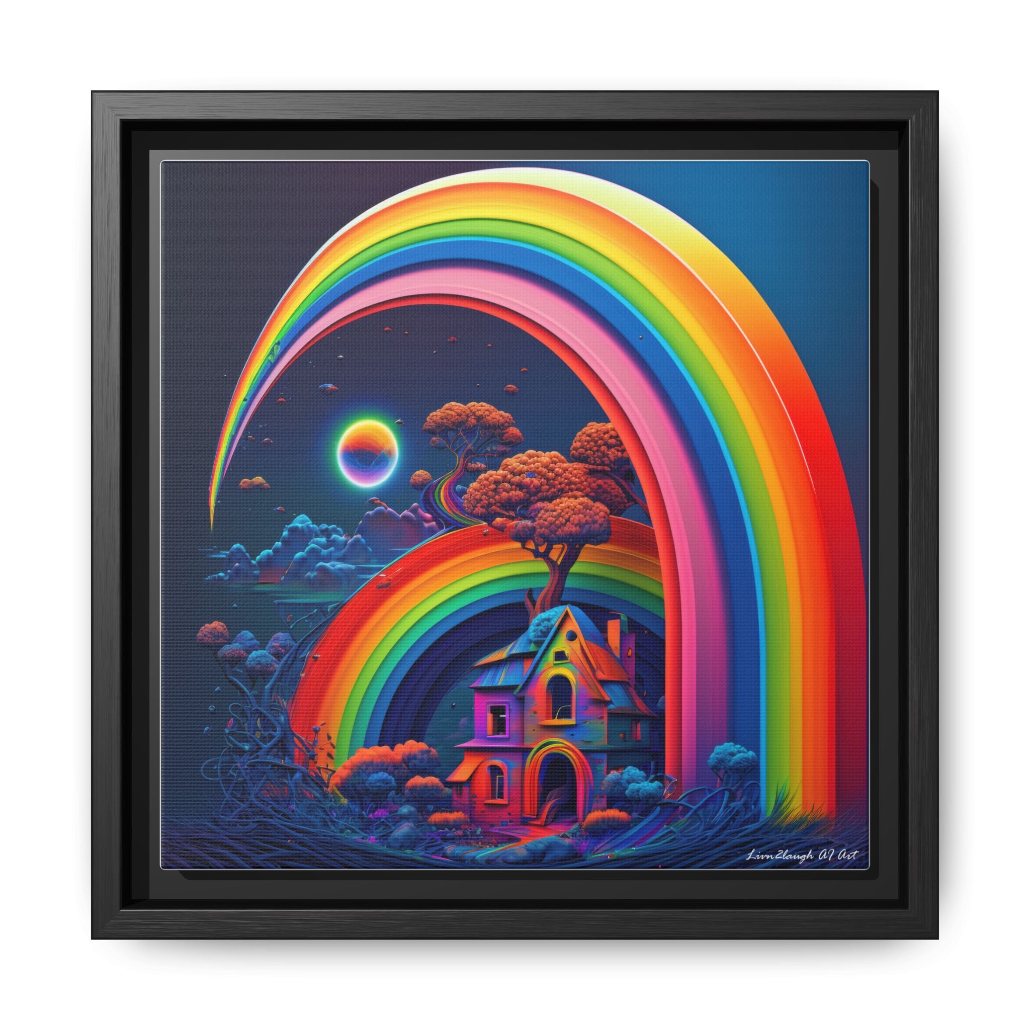 Home Beneath the Rainbow, Art Print — Colorful Modern Wall Canvas