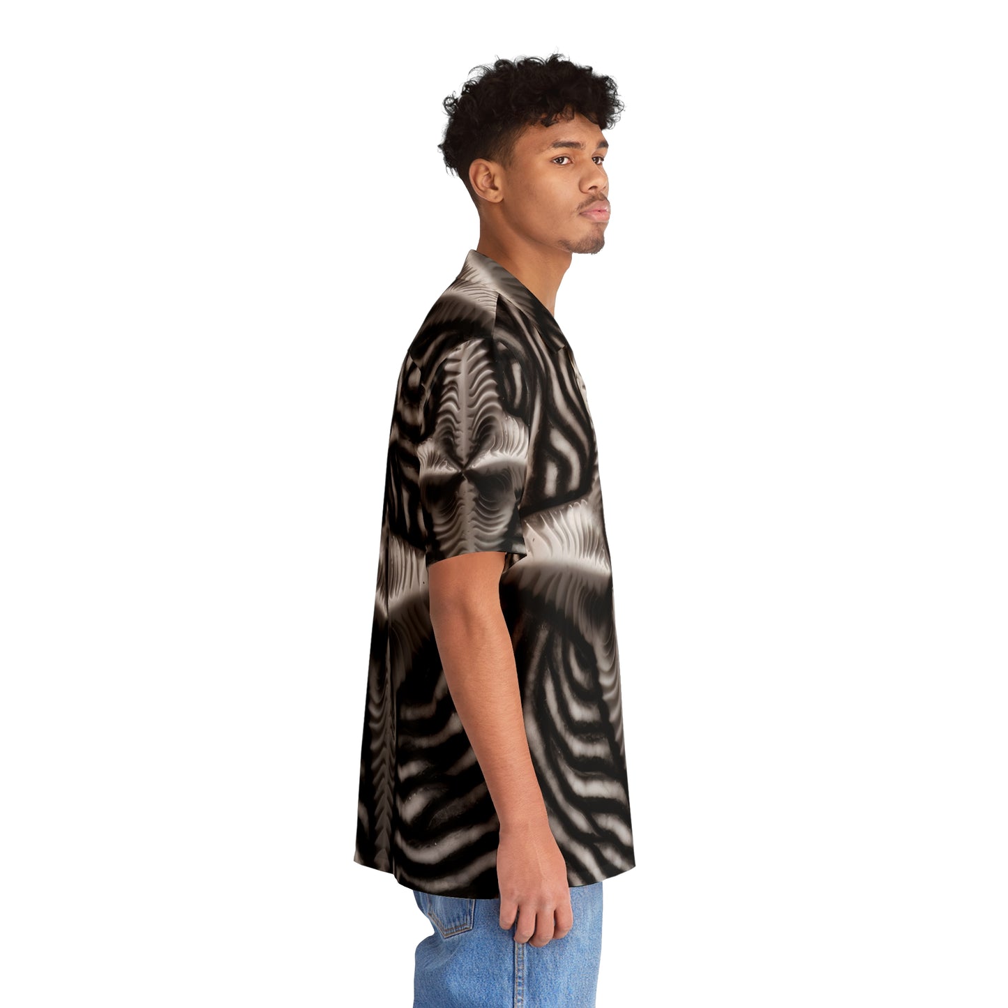 Beautiful Stars Abstract Star Style Black And White Men's Hawaiian Shirt (AOP)