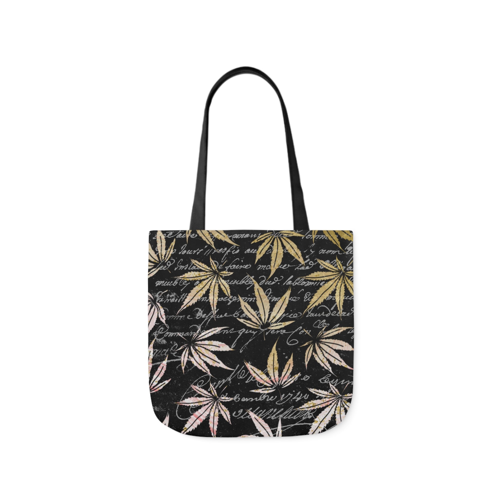 Gold And Black 420 Weed Marijuana Leaf Polyester Canvas Tote Bag (AOP)