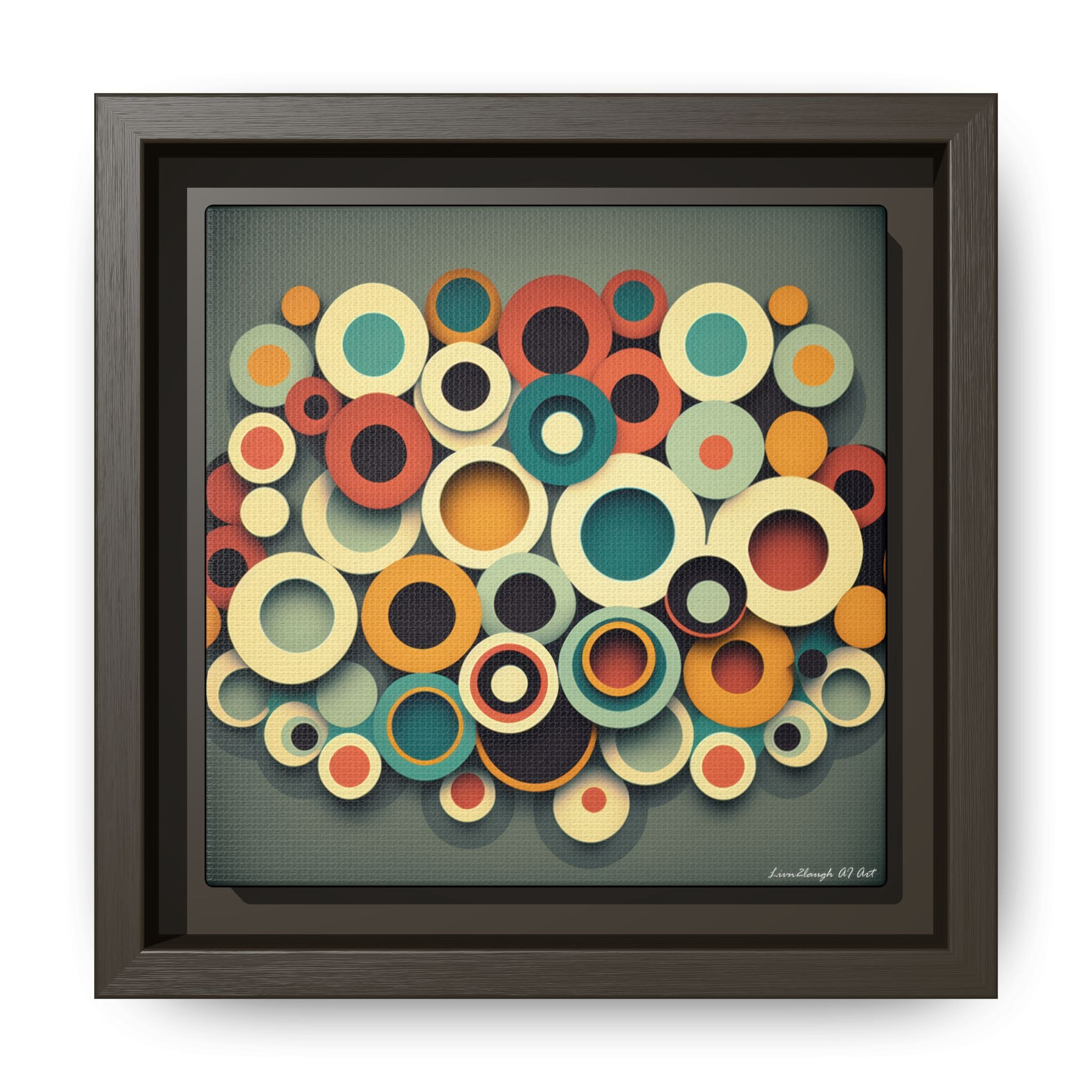 Gathered Circles, Matte Canvas, Framed (Multi-color)