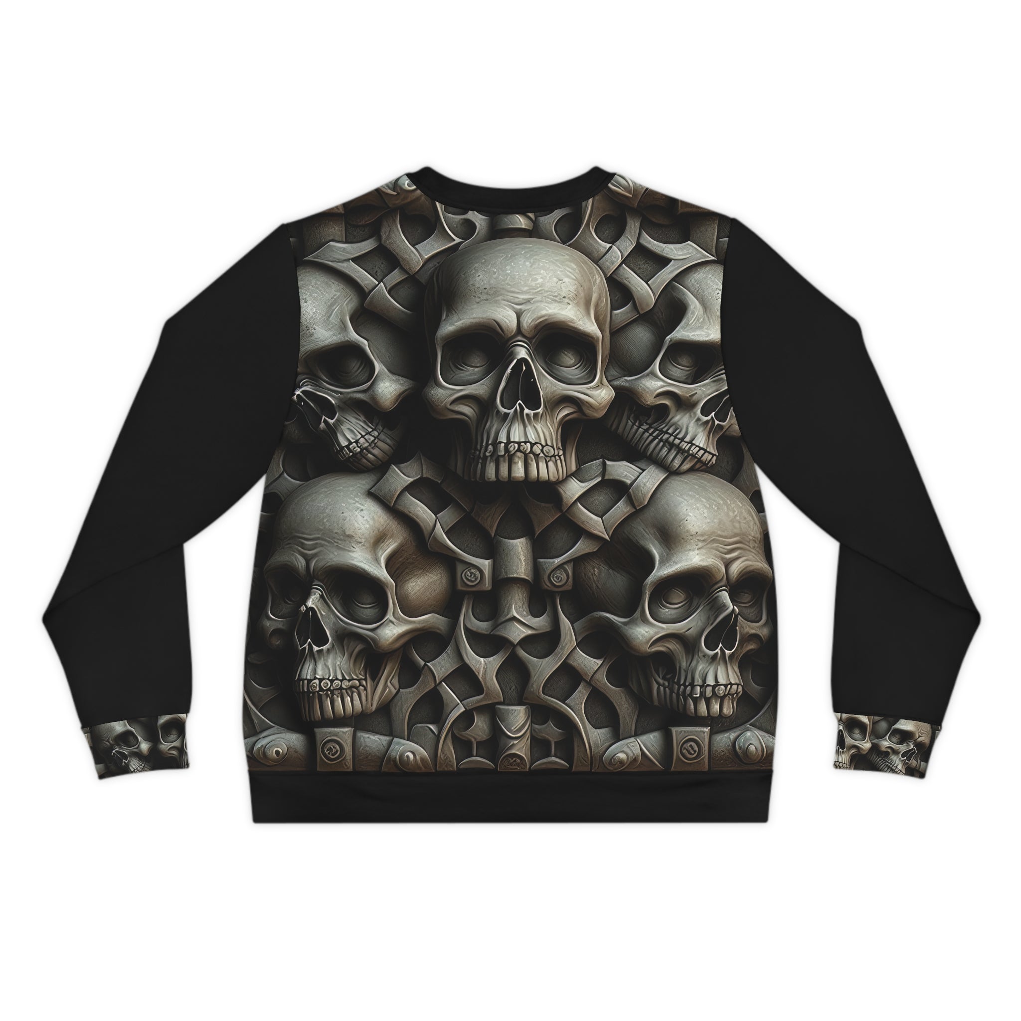 Metallic Chrome Skulls and classic Designed Background Style 18 Lightweight Sweatshirt (AOP)