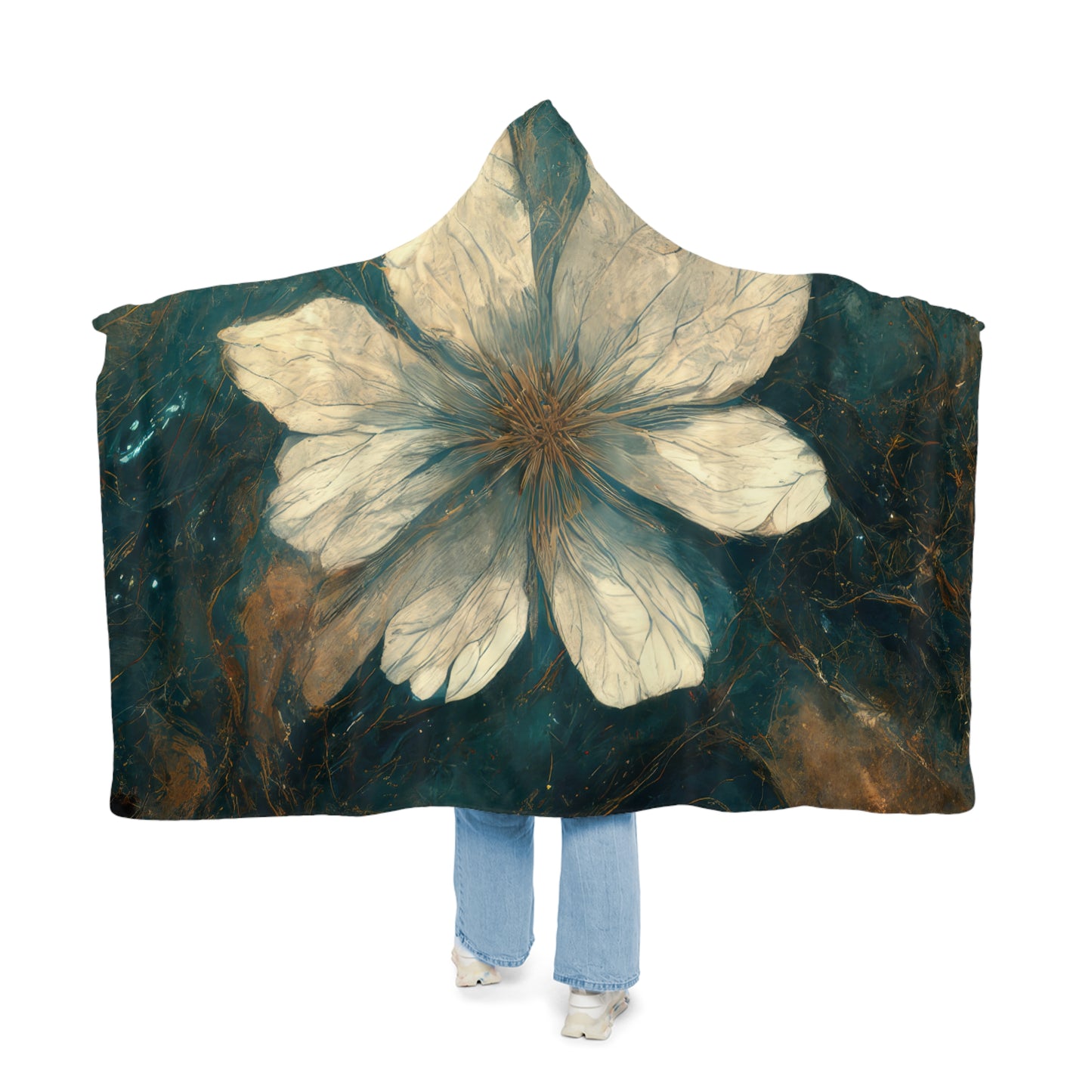 Bold And Beautiful White, Grey And Blue Floral Style 2 Snuggle Blanket