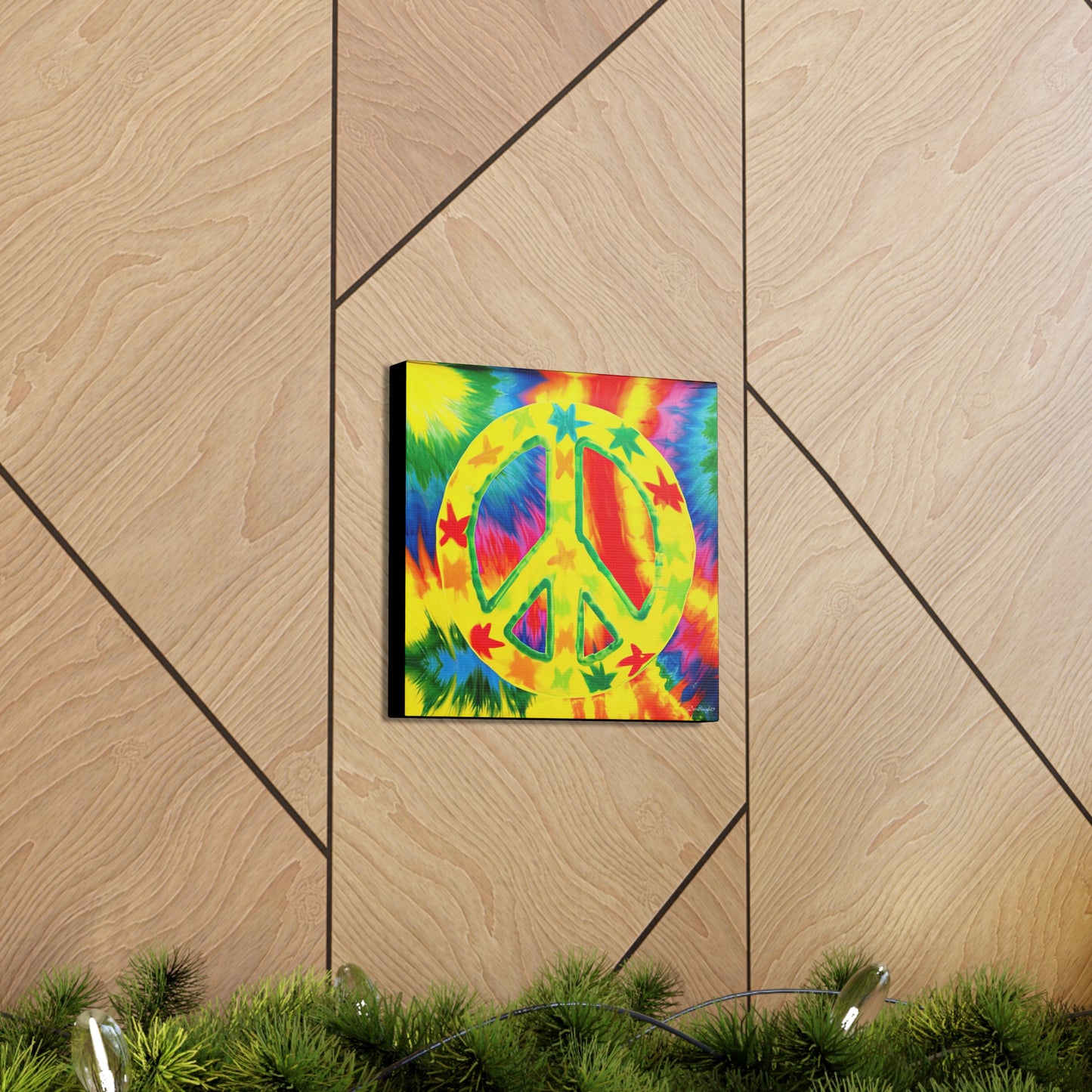 Coolio Tie Dye Hippie Peace Sign And Stars 8 Canvas Gallery Wraps