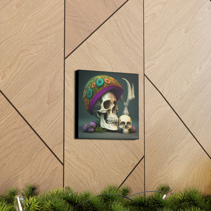 Skull With Colorful Beautifully Detailed Helmet Purple Green Orange Canvas Gallery Wraps