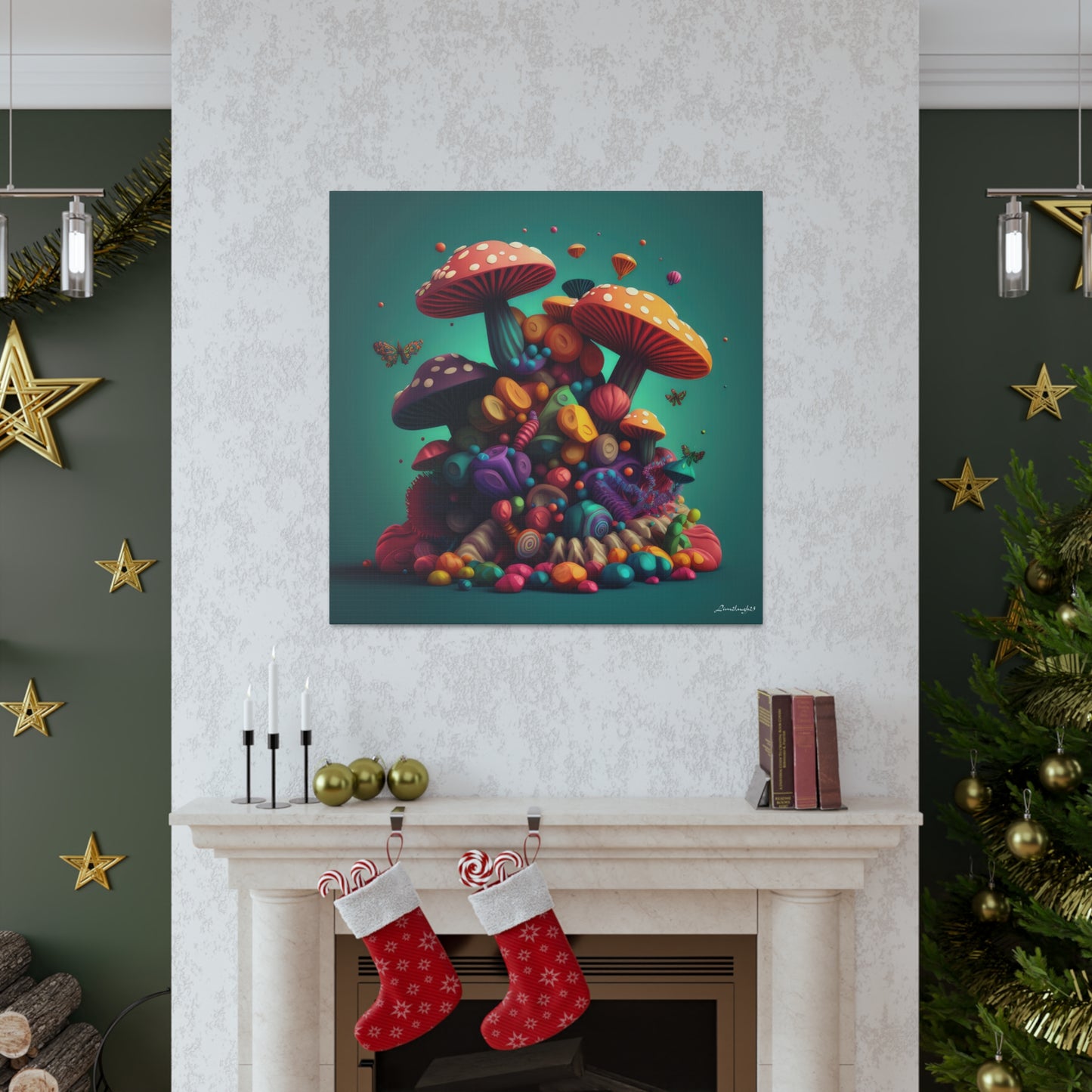 Beautiful Mushroom Luminating Colorful Bliss7 Canvas Gallery Wraps