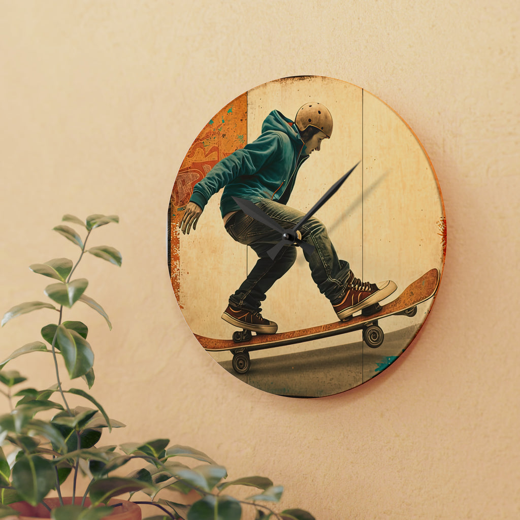 Skateboarding Anytime Style 1 Wall Clock