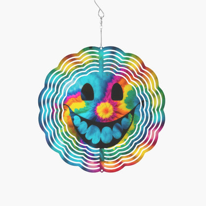 Smiley Happy Face Tie Dye Wind Spinner