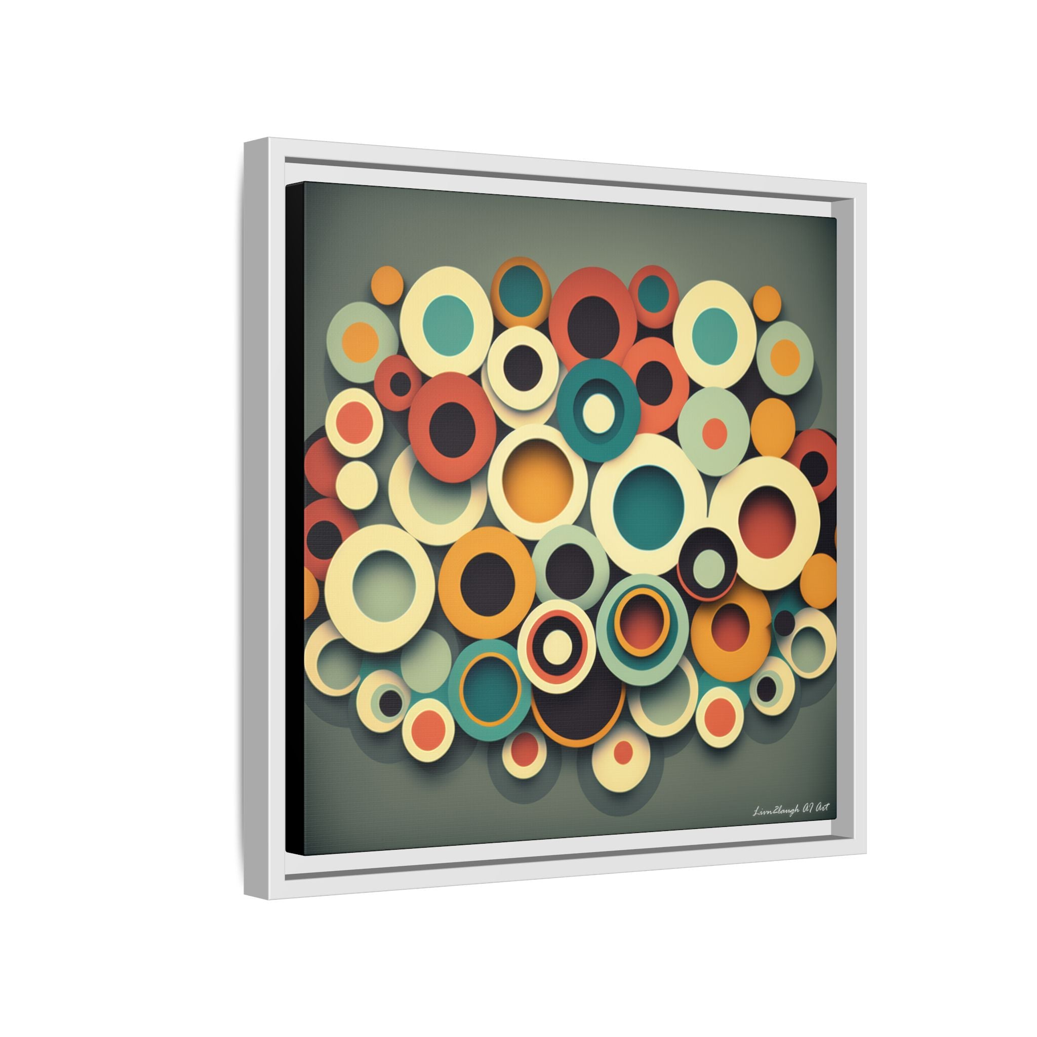 Gathered Circles, Matte Canvas, Framed (Multi-color)