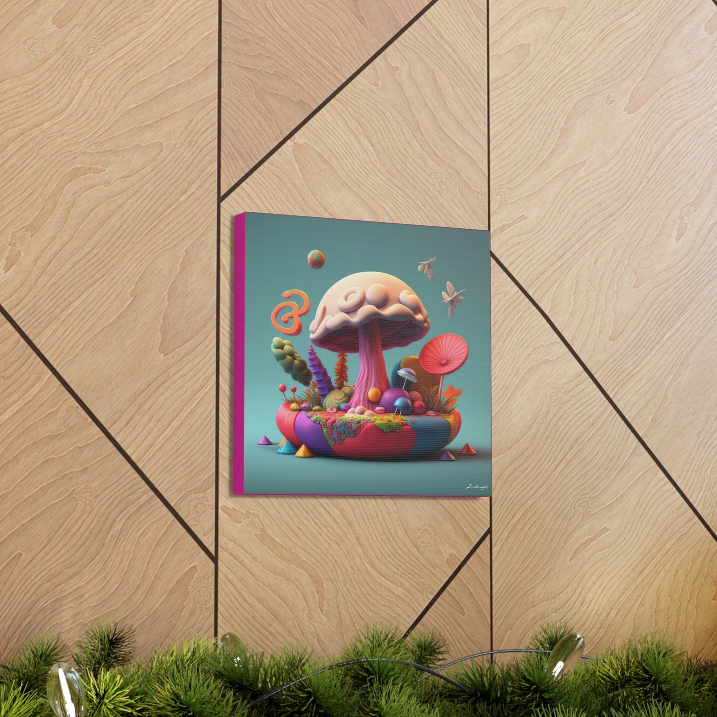 Gummy-Candy Style Mushroom Fun Bliss Cute Flowers Canvas Gallery Wraps