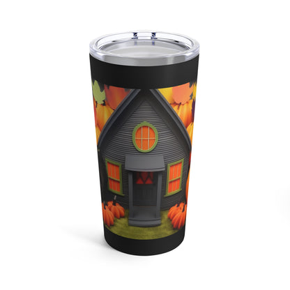 Fall Home With Black Cat And Pumpkins Tumbler 20oz