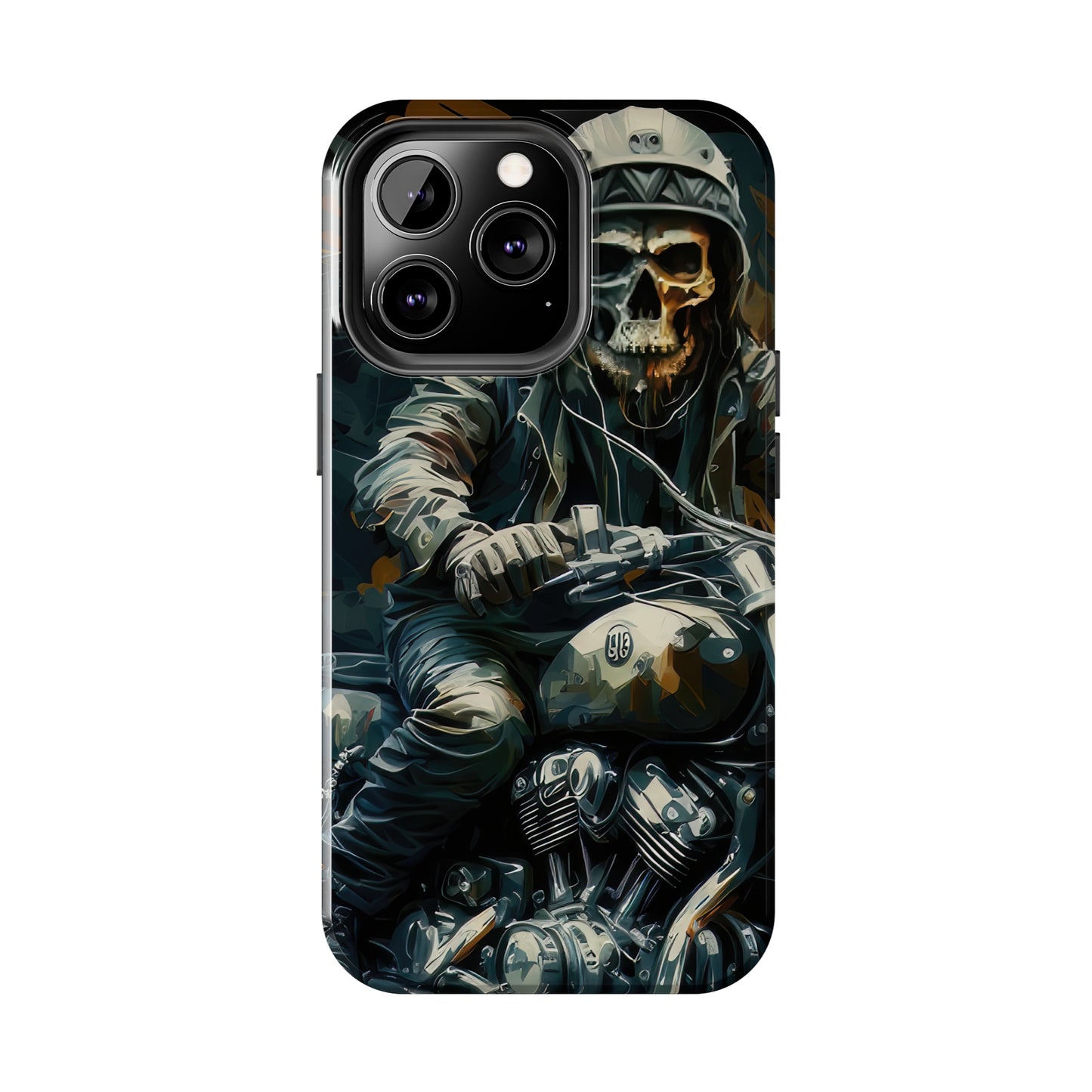 Skull Motorcycle Rider, Ready to Tear Up Road On Beautiful Bike Tough Phone Cases