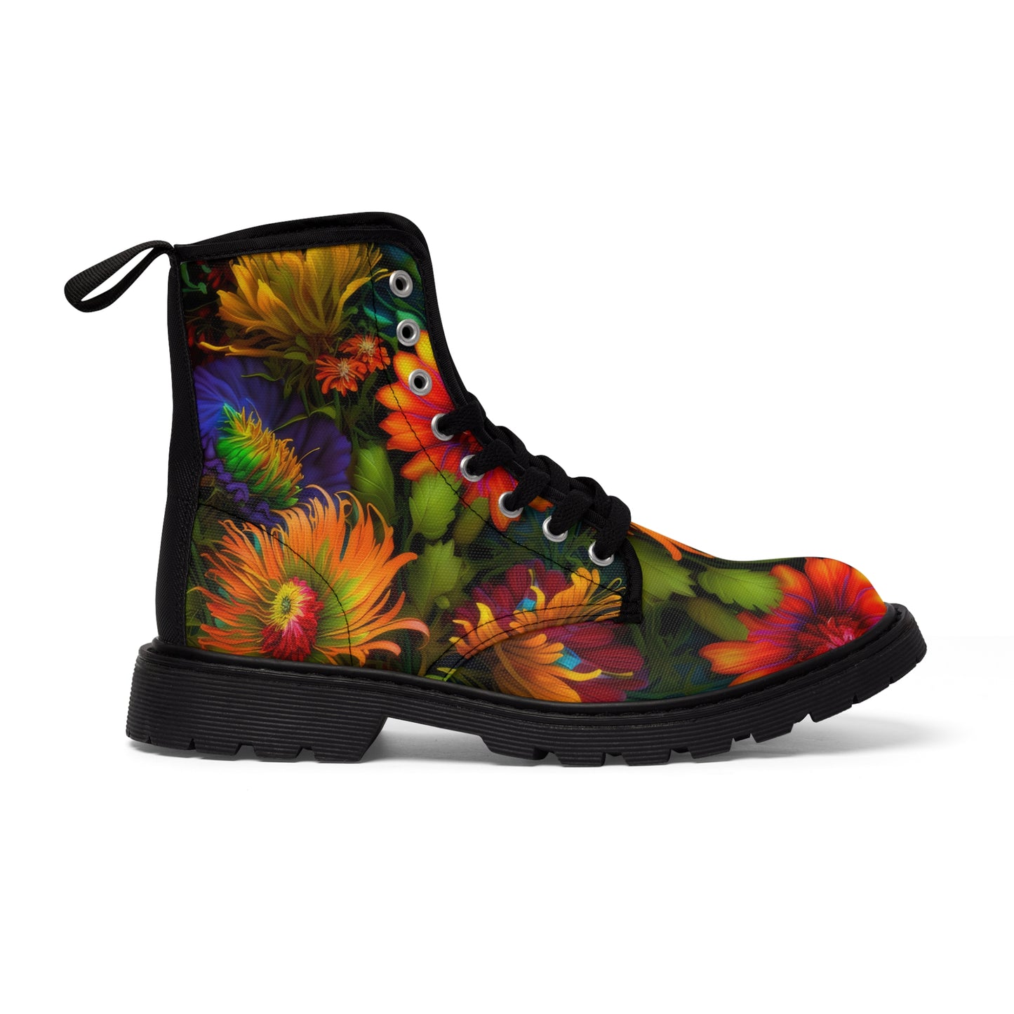 Bold And Beautiful Colorful Flowers Style One Women's Canvas Boots