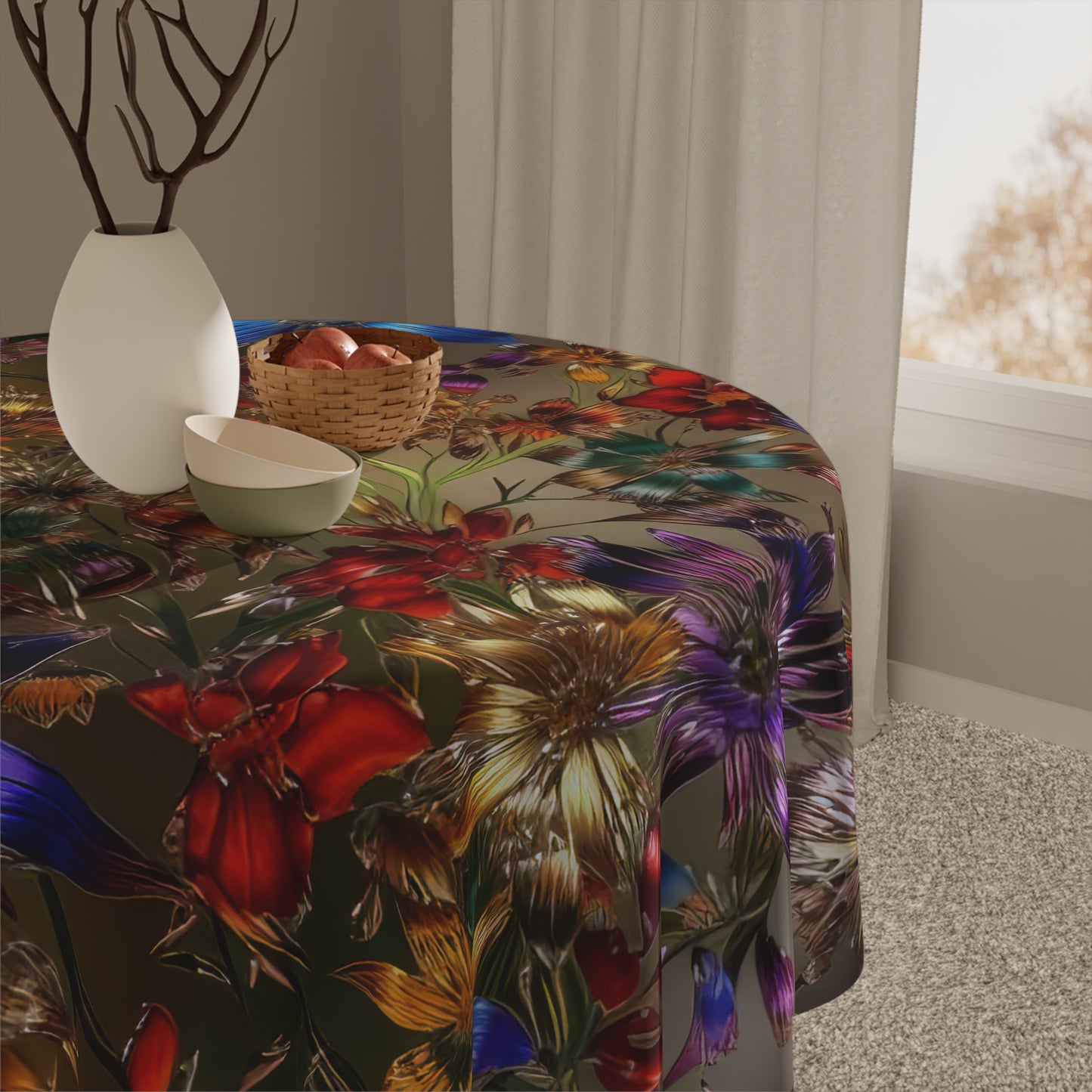 Bold & Beautiful & Metallic Wildflowers, Gorgeous floral Design, Style 1 Tablecloth