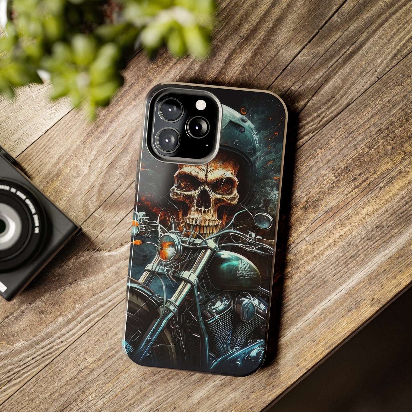 Skull Motorcycle Rider, Ready to Tear Up Road On Beautiful Bike 9 Tough Phone Cases