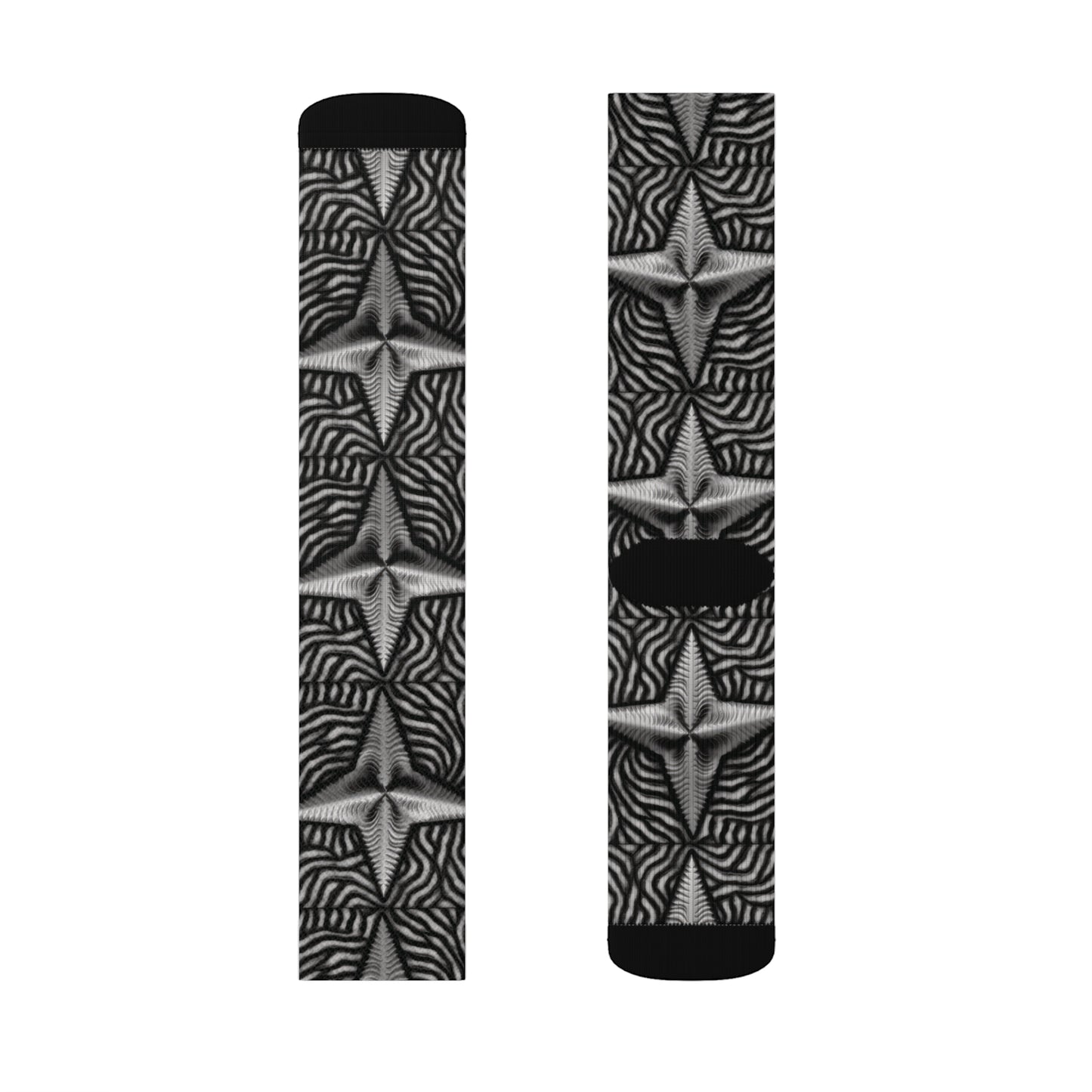 Beautiful Stars Abstract Star Style Black And White Sublimation Socks