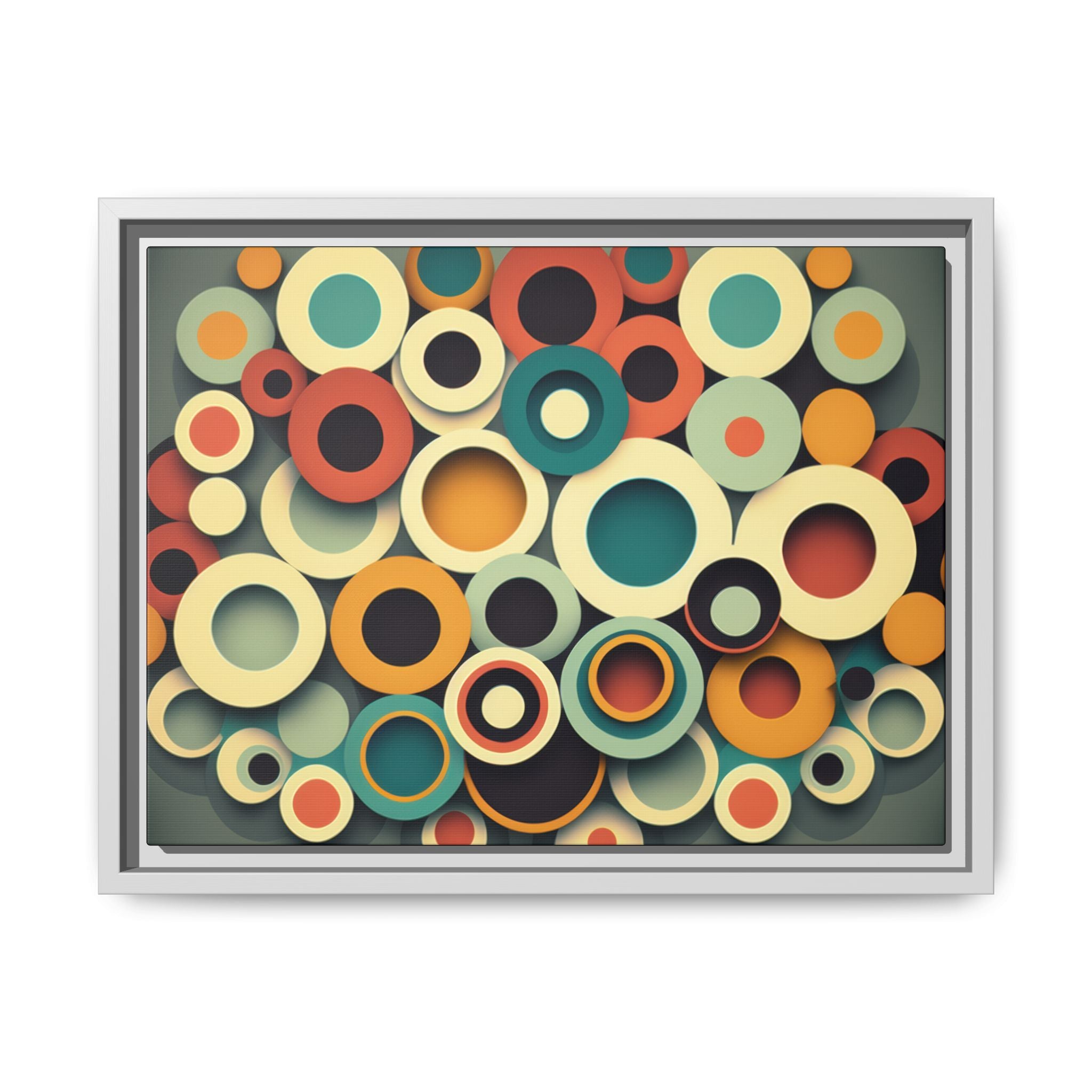 Gathered Circles, Matte Canvas, Framed (Multi-color)