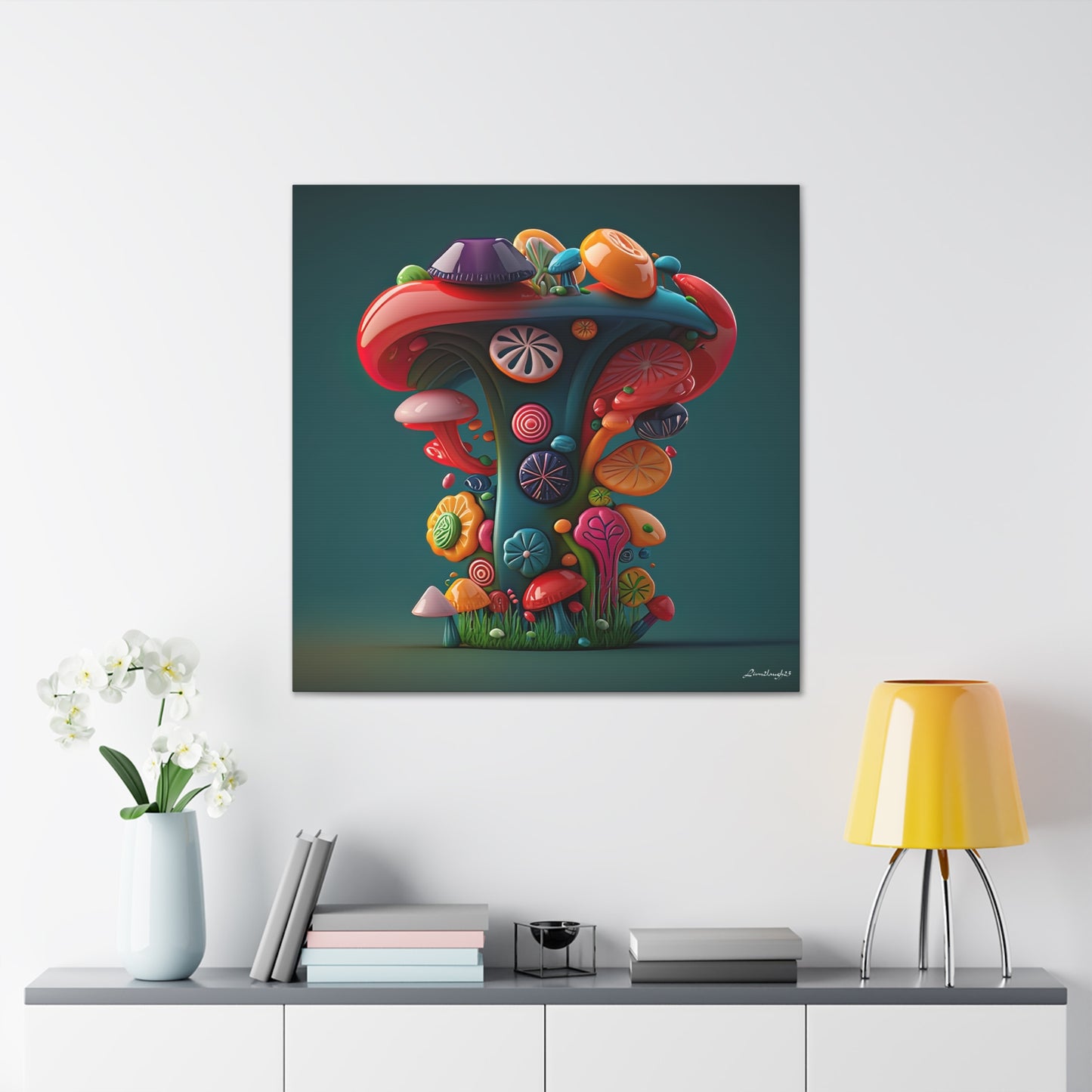 Beautiful Mushroom Luminating Colorful Bliss 9 Canvas Gallery Wraps