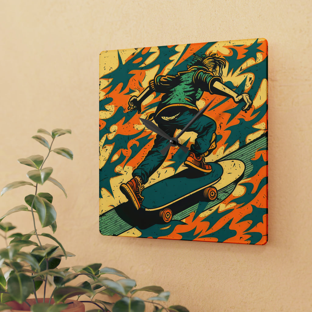 Skateboarding Anytime Style 2 Wall Clock