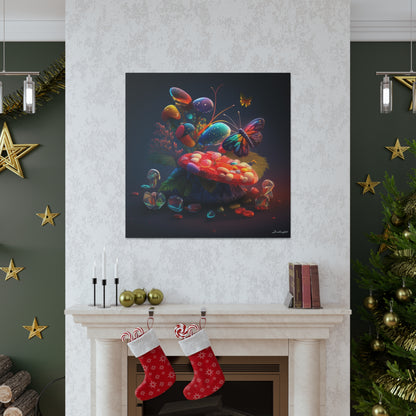 Beautiful Mushroom Luminating Colorful Bliss With Butterflies Canvas Gallery Wraps