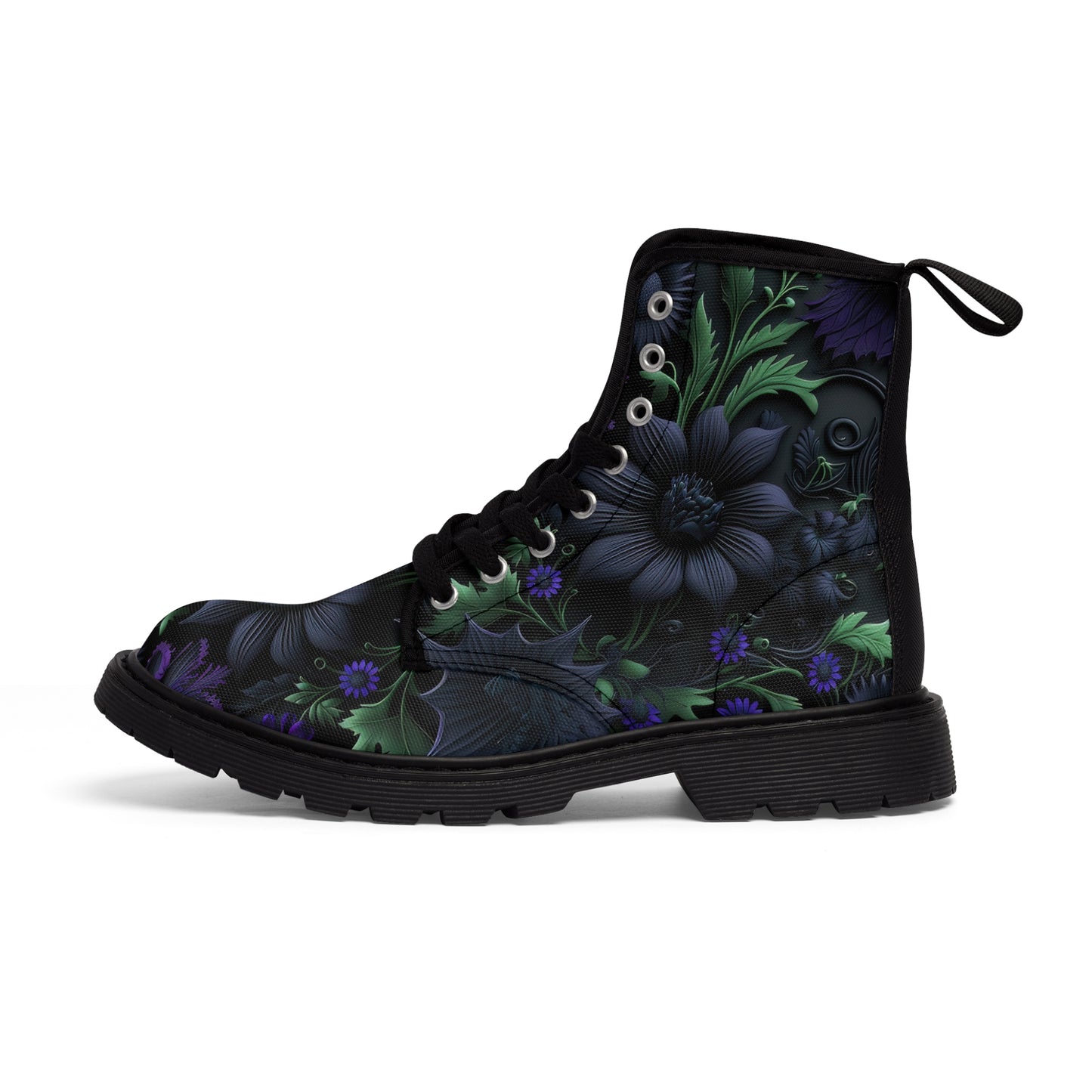 Gothic Bold & Beautiful flower floral Style 1 Men's Canvas Boots