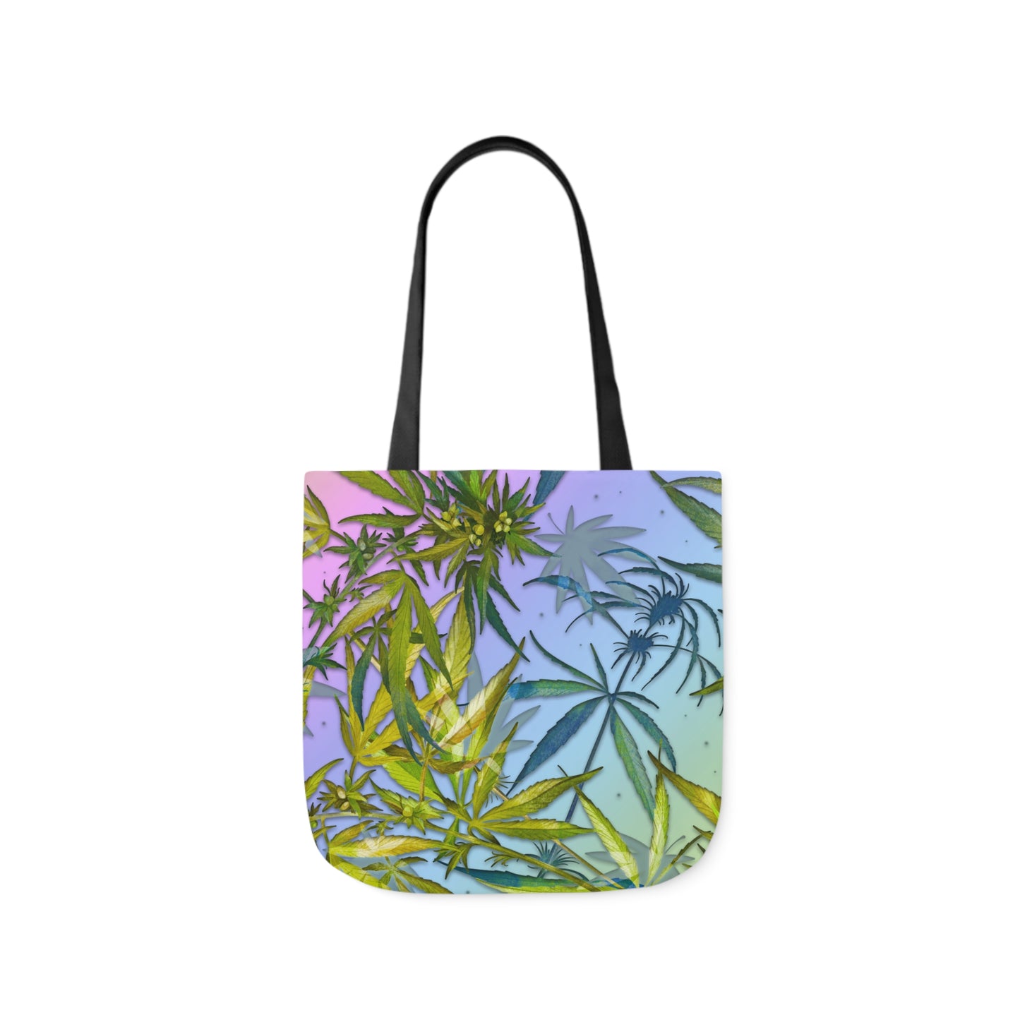 Sassy Pink And Green 420 Weed Marijuana Leaf Polyester Canvas Tote Bag (AOP)