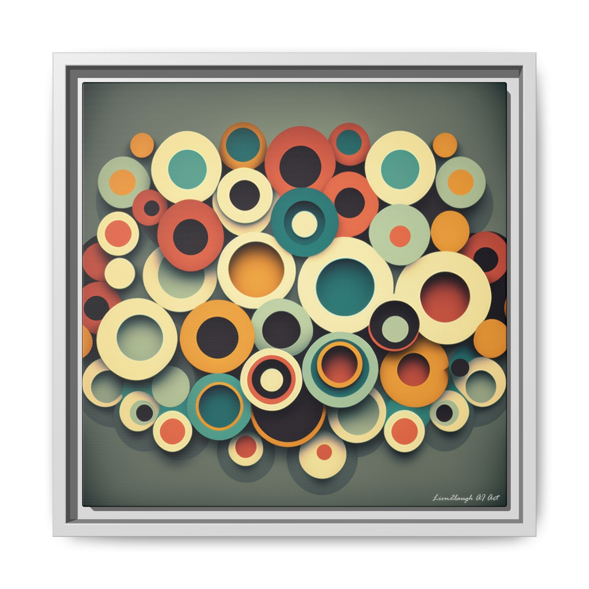 Gathered Circles, Matte Canvas, Framed (Multi-color)