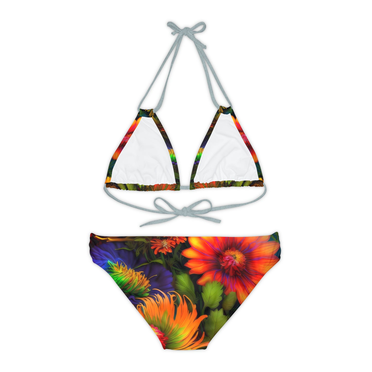 Bold And Beautiful Flowers Style One Strappy Bikini Set (AOP)