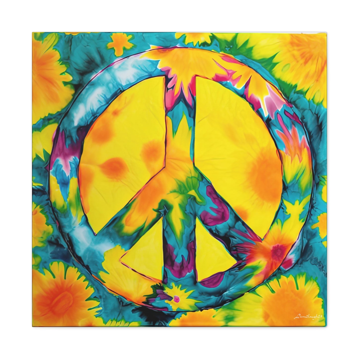 Coolio Tie Dye Hippie Peace Sign 10 Canvas Gallery Wraps