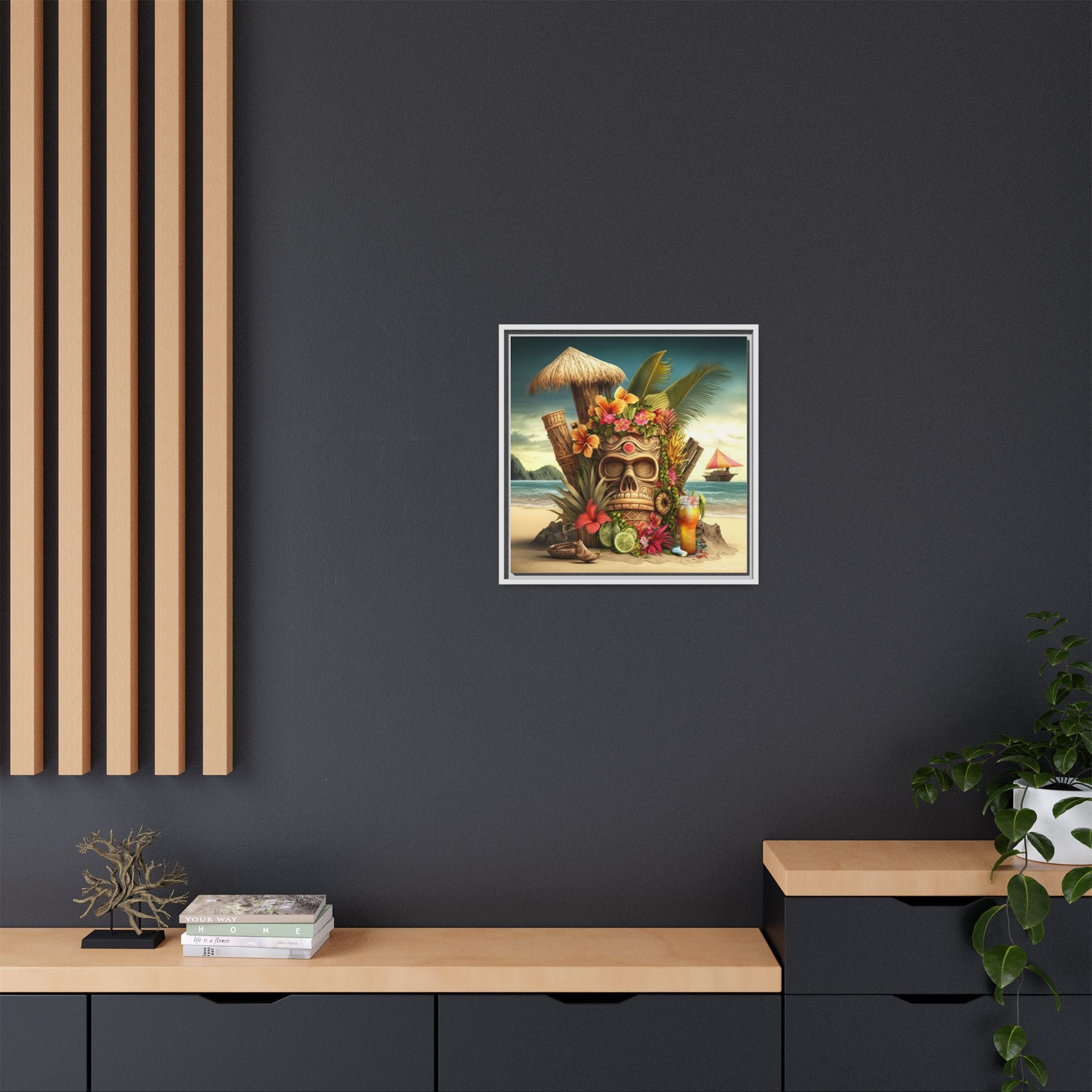 Tiki Dreams by the Shore, Art Print — Colorful Modern Wall Canvas