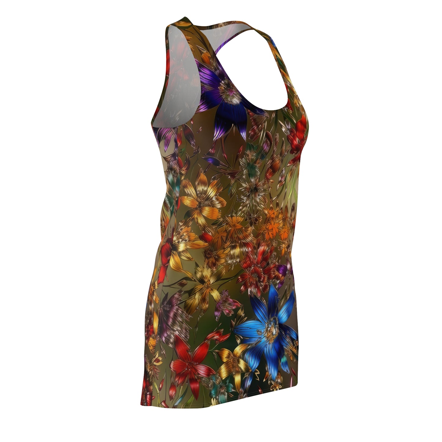 Bold & Beautiful & Metallic Wildflowers, Gorgeous floral Design, Style 1 Women's Cut & Sew Racerback Dress (AOP)