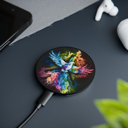 Bold And Beautiful Tie Dye Dove And Cross Style 11 Magnetic Induction Charger