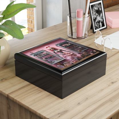 Gothic Grunge Shop, Pink Background, Black or Brown Jewelry Box