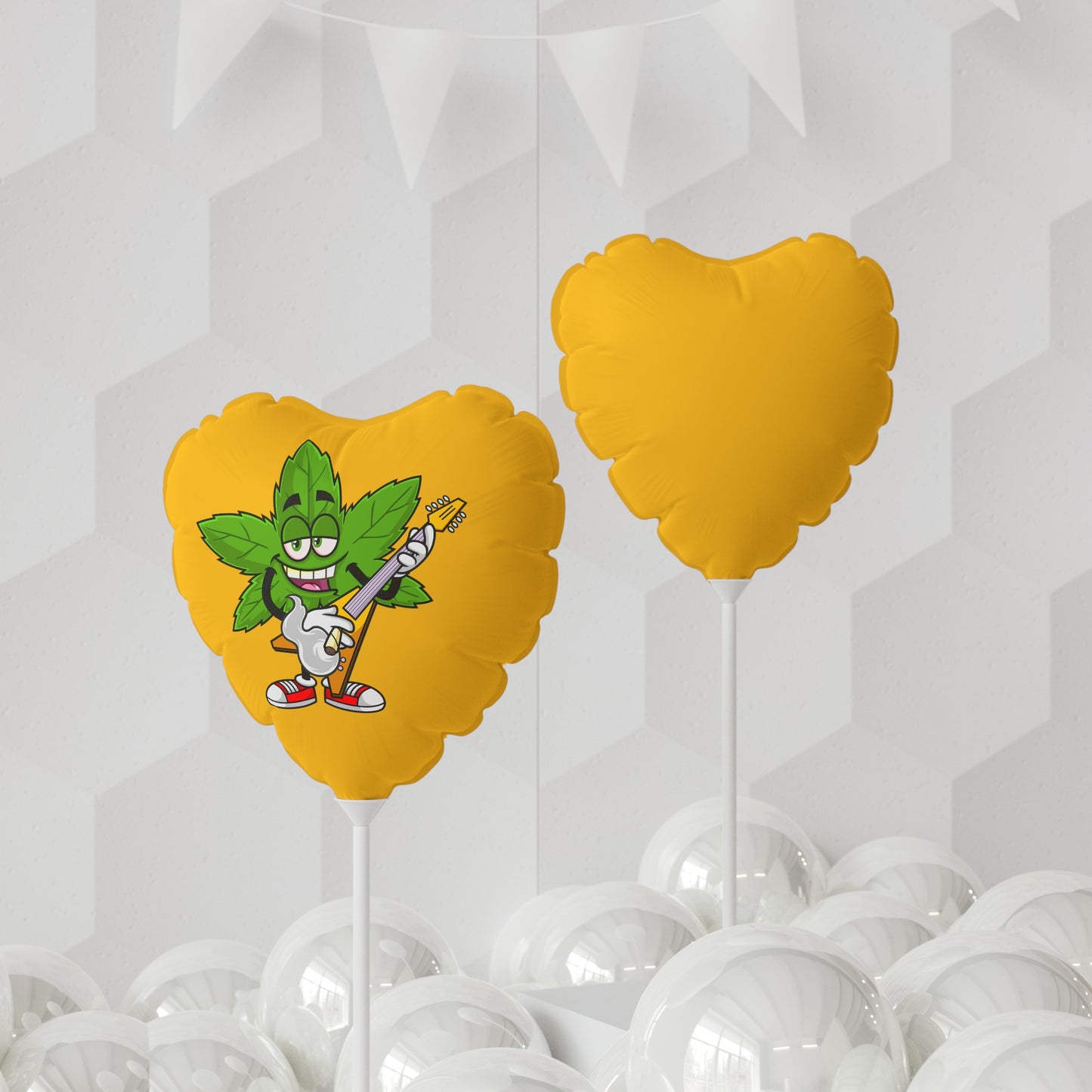 Marijuana Reggae Pot Leaf Man Smoking A Joint With Red Sneakers Style 2, Yellow Balloon (Round and Heart-shaped), 11"