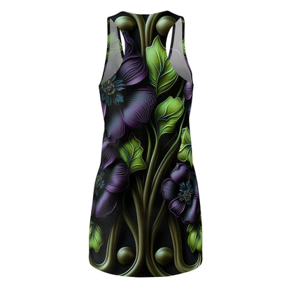 Gothic Bold & Beautiful flower floral Style 4 Women's Cut & Sew Racerback Dress (AOP)