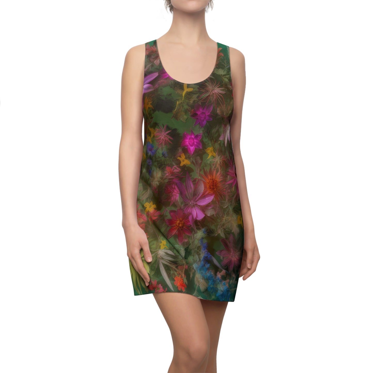 Bold & Beautiful & Metallic Wildflowers, Gorgeous floral Design, Style 3 Women's Cut & Sew Racerback Dress (AOP)