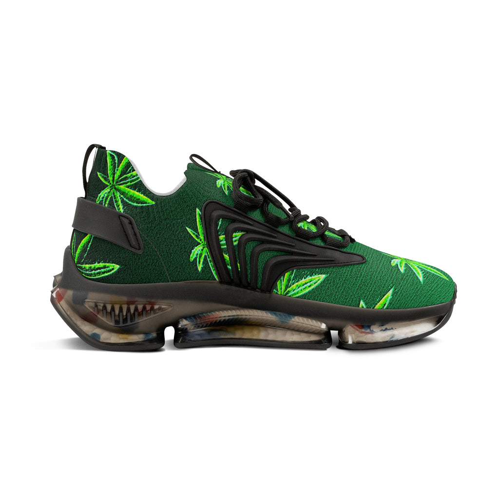 Classic Green Marijuana Leave Men's Mesh Sneakers