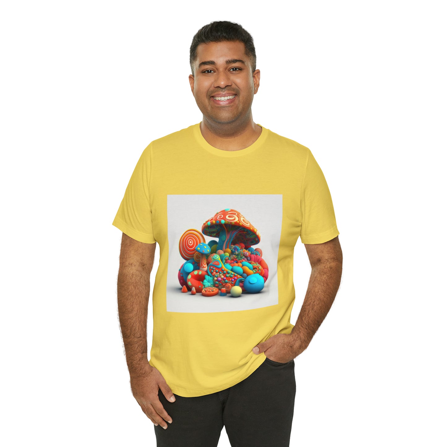 Hippie Mushroom Color Candy Style Design Style 1Unisex Jersey Short Sleeve Tee